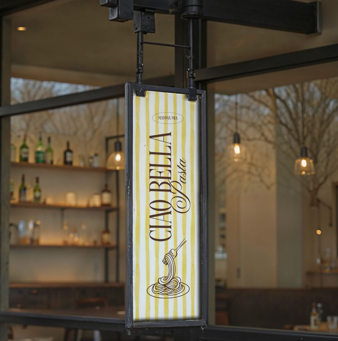 Mockup hanging sign